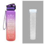 1L Motivational Tritan Water Bottle with Time Marker – Leakproof, BPA-Free, Bounce Cover, Fruit Infuser | Fitness, Gym, Sports